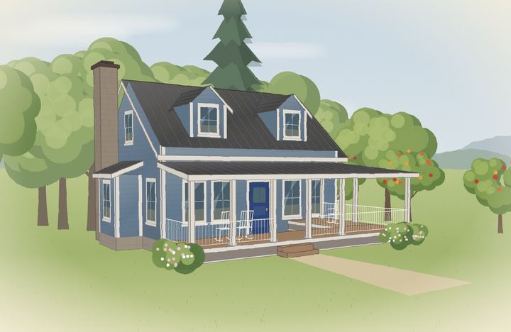 Illustrative exterior of The Annie Clara cottage